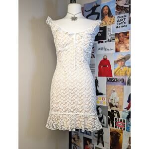 White Floral Cottage Mini Dress